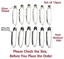 Stylish Traditional Silver Safety Pin For Dupatta Chunri Scarfs Saree Plates Attaching Hijab Pins Broches And Stone Sari Pins For Women Latest-thumb1