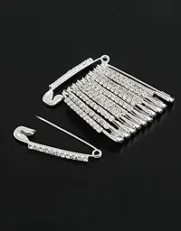 Stylish Traditional Silver Safety Pin For Dupatta Chunri Scarfs Saree Plates Attaching Hijab Pins Broches And Stone Sari Pins For Women Latest-thumb2