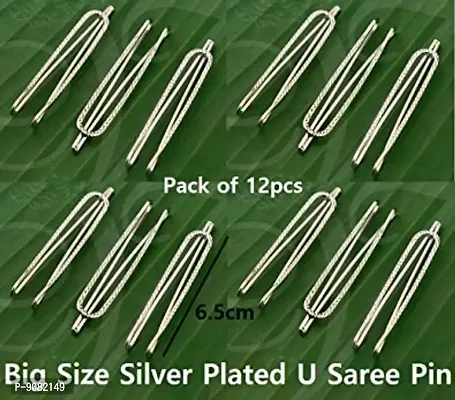 Stylish Clip On Silver Safety Saree Pins For Women Latest Design Sadi Pin Ladies Fancy Brooch Pins For Girls Saree Pin-thumb3