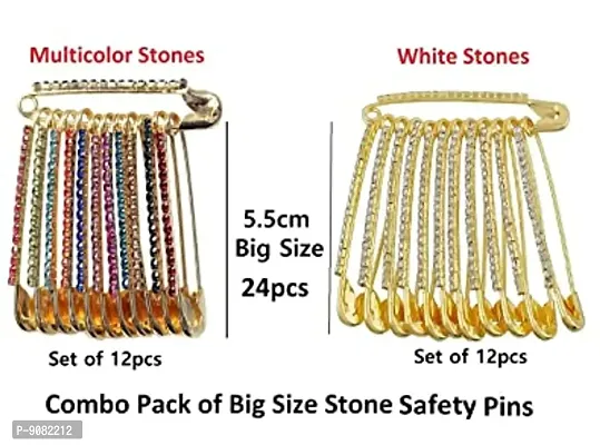Stylish Stone Big Saree Safety Pin For Women Combo Sadi Brooches For Girls Fancy Latest Accessories For Hijab And Sari Pins For Ladies-thumb2