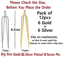 Stylish Golden And Silver Brooch Pins Girls Safety Sari Sadi Pin Ladies Saree Pins For Women-thumb1
