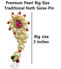 Stylish Nath Safety Pins Maharashtrian Jewellery Traditional Banu Nath Safety Saree Pins Sadi Sari Pins For Nauvari Sarees Lehenga Dupatta Marathi Culture For Girls And Women-thumb1