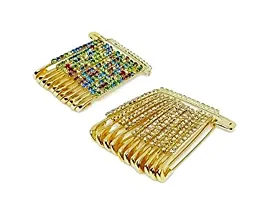 Stylish Combo Stone Safety Saree Pin Plates Pallu Lehenga Dupatta Attaching Sadi Pins For Women-thumb3