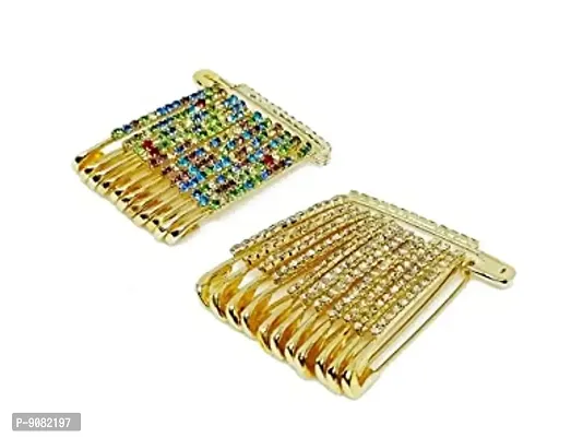 Stylish Combo Stone Safety Saree Pin Plates Pallu Lehenga Dupatta Attaching Sadi Pins For Women-thumb4
