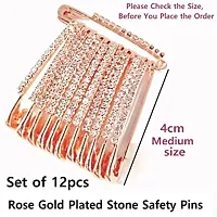 Stylish Rose Gold Safety Saree Pins For Women Sarees Stone Sadi Sari Pin Set Brooch Pins For Women-thumb1
