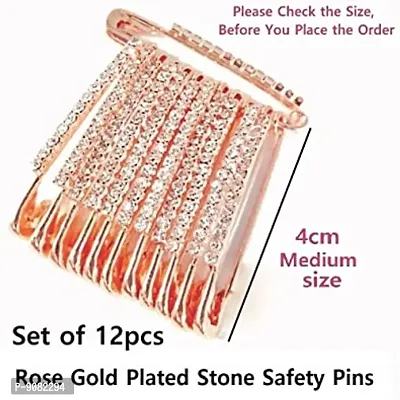 Stylish Rose Gold Safety Saree Pins For Women Sarees Stone Sadi Sari Pin Set Brooch Pins For Women-thumb2