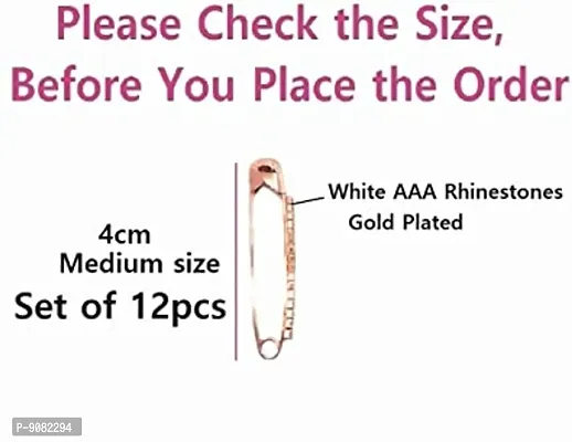 Stylish Rose Gold Safety Saree Pins For Women Sarees Stone Sadi Sari Pin Set Brooch Pins For Women-thumb3