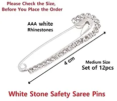 Stylish Silver Safety Pin For Saree Dupatta Chunri Scarfs Saree Plates Pallu Attaching Pins Broches And Stone Sari Pins For Women-thumb1