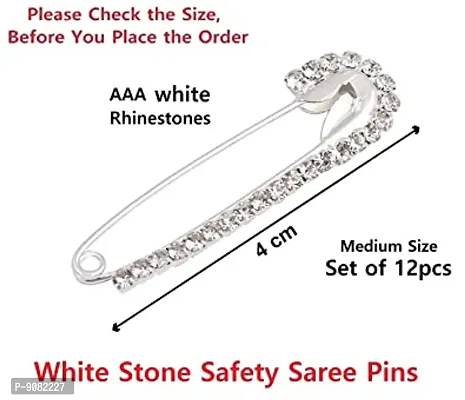 Stylish Silver Safety Pin For Saree Dupatta Chunri Scarfs Saree Plates Pallu Attaching Pins Broches And Stone Sari Pins For Women-thumb2