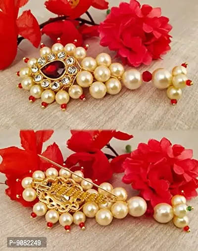 Stylish Maharashtrian Traditional Marathi Red Nath Nauvari Sari Sadi Saree Safety Pins For Women-thumb3