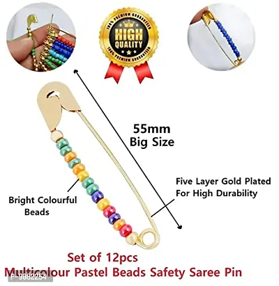 Stylish Mix  Big Saree Safety Pin Shining Pastel Colour Sadi Sari Pins For Ladies And Women-thumb4