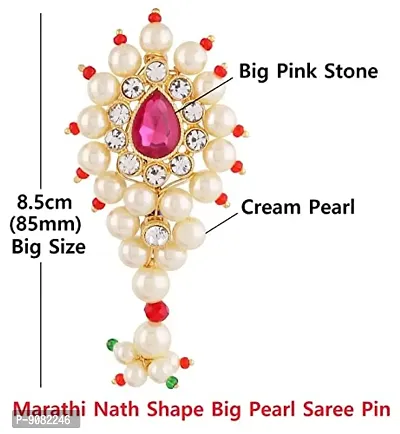 Stylish Traditional Maharashtrian Jewellery Nath Large Banu Nath Safety Saree Pins Sadi Sari Pallu Dupatta Clip For Women-thumb2