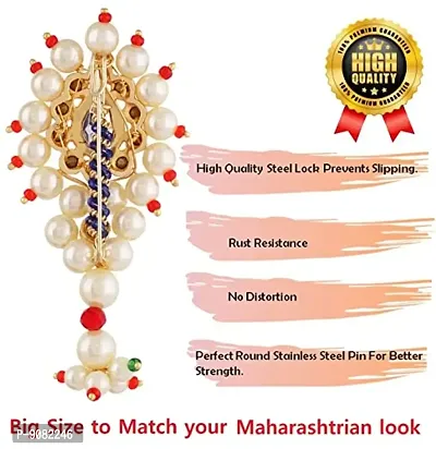 Stylish Traditional Maharashtrian Jewellery Nath Large Banu Nath Safety Saree Pins Sadi Sari Pallu Dupatta Clip For Women-thumb4