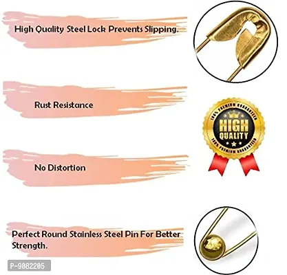 Stylish Premium Gold Plated Big Saree Safety Pin Nappy Lock Pin For Clothes Crafts Sewing Sadi Sari Pins For Women And Girls-thumb5