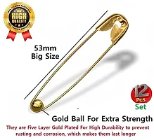 Stylish Premium Gold Plated Big Saree Safety Pin Nappy Lock Pin For Clothes Crafts Sewing Sadi Sari Pins For Women And Girls-thumb1