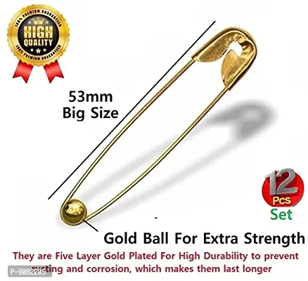 Stylish Premium Gold Plated Big Saree Safety Pin Nappy Lock Pin For Clothes Crafts Sewing Sadi Sari Pins For Women And Girls-thumb2