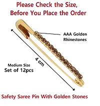 Stylish Golden Crystal Stone Studded Safety Pins For Saree Premium Look Saree Lock Pins Stylish Dupatta Stole Safety Pin For Men Women Traditional-thumb1