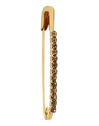 Stylish Golden Crystal Stone Studded Safety Pins For Saree Premium Look Saree Lock Pins Stylish Dupatta Stole Safety Pin For Men Women Traditional-thumb3