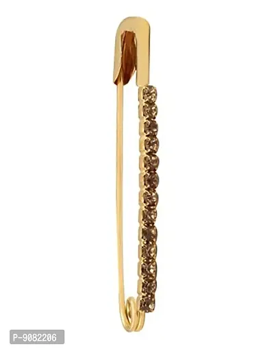 Stylish Golden Crystal Stone Studded Safety Pins For Saree Premium Look Saree Lock Pins Stylish Dupatta Stole Safety Pin For Men Women Traditional-thumb4