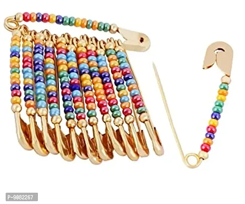 Stylish Glitter Beads Safety Saree Pins Dupatta Chunri Scarfs Sari Sadi Pins For Women And Ladies
