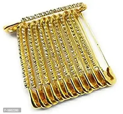 Stylish Designer Single Line Saree Pin Hijab Safety - Safety Pin Broach - Saree Pins For Women -Golden Single Line Saree Pin-thumb0