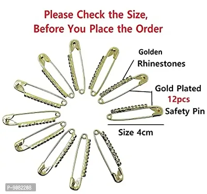 Stylish Designer Single Line Saree Pin Hijab Safety - Safety Pin Broach - Saree Pins For Women -Golden Single Line Saree Pin-thumb2