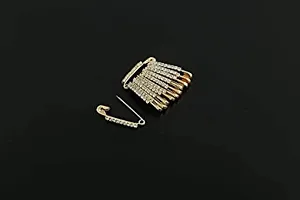 Stylish Designer Single Line Saree Pin Hijab Safety - Safety Pin Broach - Saree Pins For Women -Golden Single Line Saree Pin-thumb3