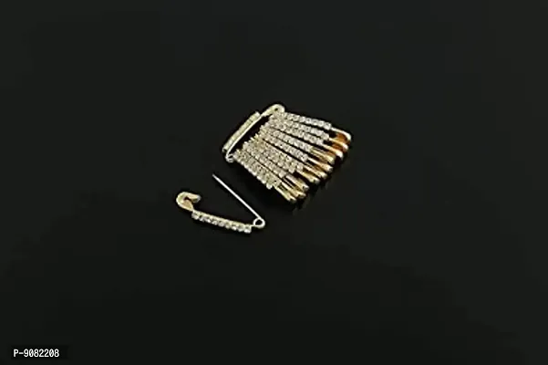 Stylish Designer Single Line Saree Pin Hijab Safety - Safety Pin Broach - Saree Pins For Women -Golden Single Line Saree Pin-thumb4