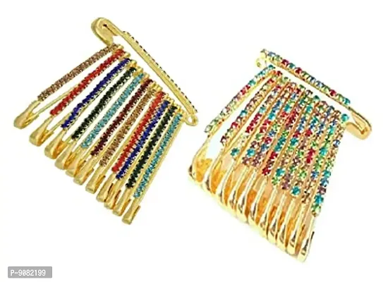 Stylish Safety Saree Pin Combo Pack Of Various Colour Brooch Sari Pins Hijab Kurta Pin For Girls For Women Wedding Bride-thumb0