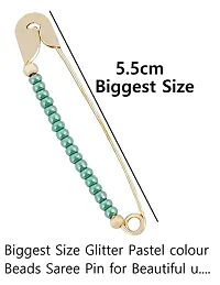Stylish Glitter Pastel Beads Large Safety Pin Single Colour Saree Pin For Women Sadi Sari Brooch Pins For Girls Cloths-thumb1