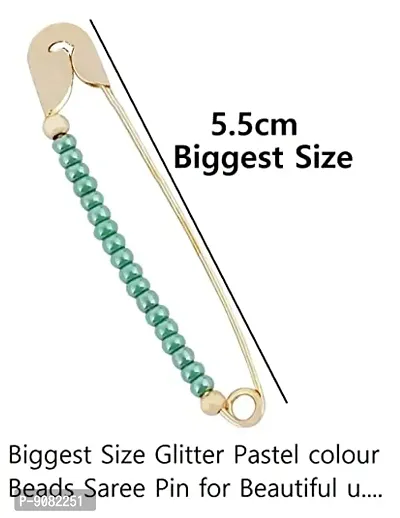 Stylish Glitter Pastel Beads Large Safety Pin Single Colour Saree Pin For Women Sadi Sari Brooch Pins For Girls Cloths-thumb2