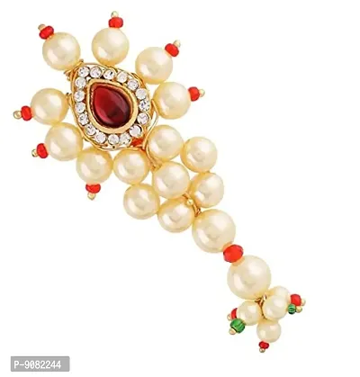 Stylish Traditional Maharashtrian Banu Nath Shape Pearl Saree Pin Sadi Sari Pin For Women-thumb0