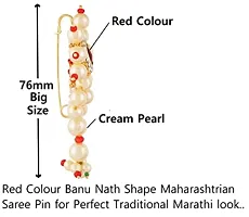 Stylish Traditional Maharashtrian Banu Nath Shape Pearl Saree Pin Sadi Sari Pin For Women-thumb1