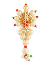 Stylish Traditional Maharashtrian Banu Nath Shape Pearl Saree Pin Sadi Sari Pin For Women-thumb3