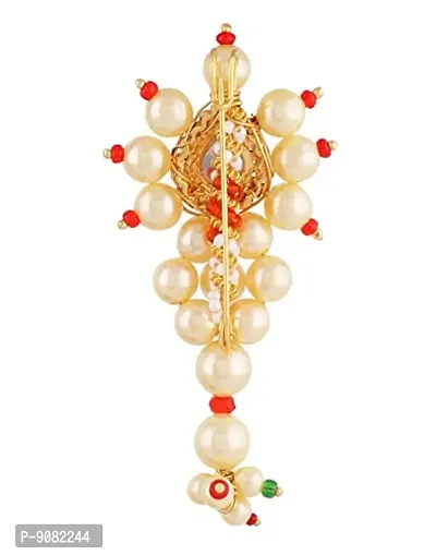 Stylish Traditional Maharashtrian Banu Nath Shape Pearl Saree Pin Sadi Sari Pin For Women-thumb4
