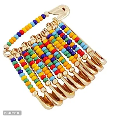 Stylish Fashionable Beads Safety Pin Saree Pony Drapping Brooch Chira Sadi Pin For Women-thumb0