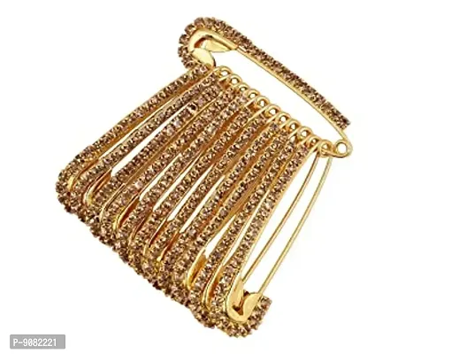Stylish Designer Gold Plated Safety Sadi Pin Grip For Lehenga Dupatta Attaching Saree Pin For Ladies Fancy Brooch Pins For Women And Girls-thumb0