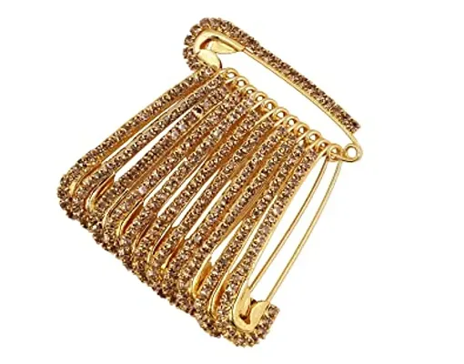 Stylish Designer Gold Plated Safety Sadi Pin Grip For Lehenga Dupatta Attaching Saree Pin For Ladies Fancy Brooch Pins For Women And Girls