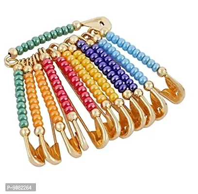 Stylish Glittering Colourful Beads Safety Pin For Saree Sadi Sari Pin For Women Dresses-thumb0