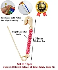 Stylish Glittering Colourful Beads Safety Pin For Saree Sadi Sari Pin For Women Dresses-thumb1