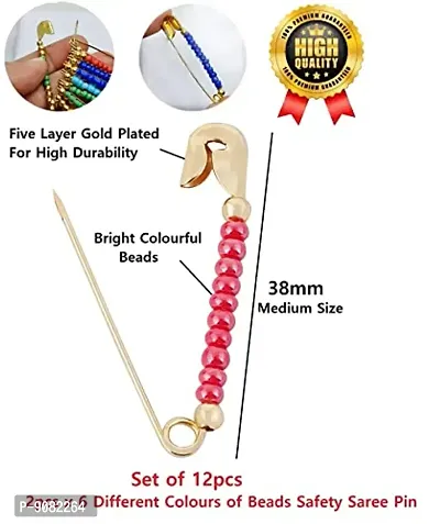 Stylish Glittering Colourful Beads Safety Pin For Saree Sadi Sari Pin For Women Dresses-thumb2