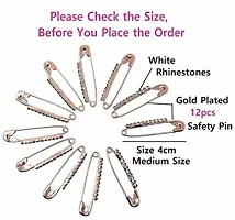 Stylish Rose Gold Stone Safety Saree Pin Designer Sadi Sari Pins For Women And Girls-thumb1