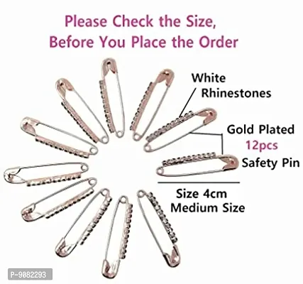 Stylish Rose Gold Stone Safety Saree Pin Designer Sadi Sari Pins For Women And Girls-thumb2