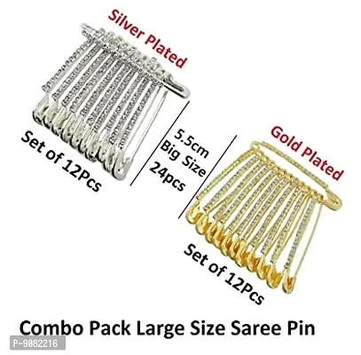 Stylish Large Size Brooch Big Size Safety Saree Pin Combo Set Of Sadi Sari Pins Dressing Fashion Accessories For Women-thumb2