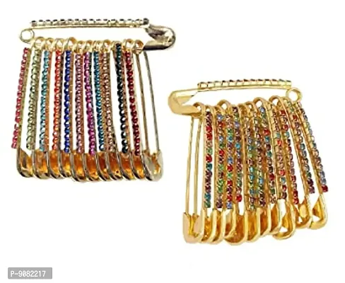 Stylish Multicolour Combo Set Of Brooch Saree Pin Big Size Safety Sadi Sari Pins For Women
