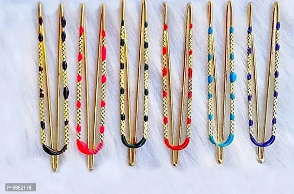 Stylish Sareepins Set Fancy Colourful U Pins Set Brooches Safety Sadi Sari Pins Hijab Brooch Pin For Women - Pack Of 12 Pieces U Saree Pins-thumb3