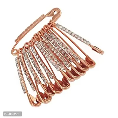 Stylish Vama Rose Gold Stone Saree Safety Pin Medium Broach Brooch Broaches And Sari Sadi Pins For Women