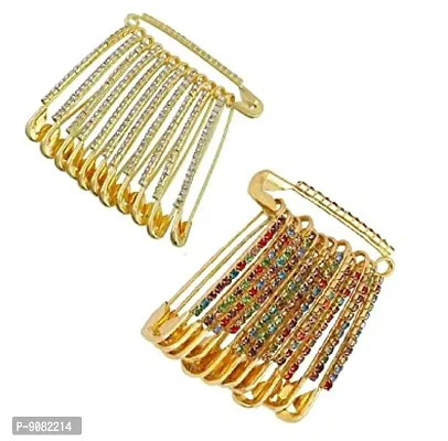 Buy Jay Gopal Fashion Stones Safety Saree Pin and Brooches Safety Diamond  Pins Use in Dupatta, Hijab for Women's and Girls (Pack Of 6) at Amazon.in