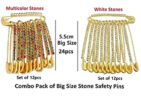 Stylish Crystal Stone Big Size Safety Pins Combo Large Saree Dupatta Chunari Brooch Pin For Women-thumb1