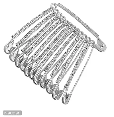 925 Sterling Silver CZ Safety Pin, Brooch, Saree Pin, Hijab Pin, Dupatta  Pin #5